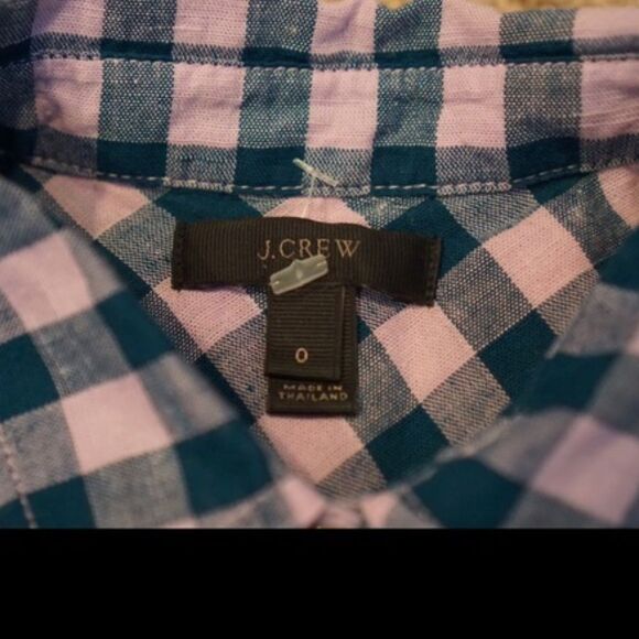 J.Crew Bright Lilac & Aqua Gingham Check Popover 0 - Picture 3 of 7